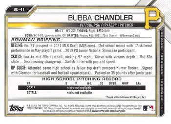 2021 Bowman Draft #BD-41 Bubba Chandler Back