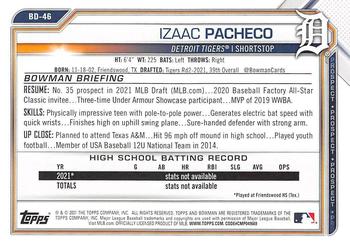 2021 Bowman Draft #BD-46 Izaac Pacheco Back