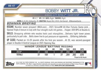 2021 Bowman Draft #BD-47 Bobby Witt Jr. Back