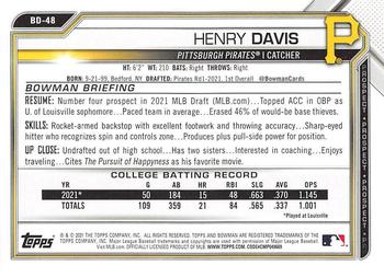 2021 Bowman Draft #BD-48 Henry Davis Back