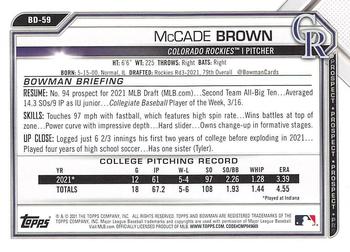 2021 Bowman Draft #BD-59 McCade Brown Back