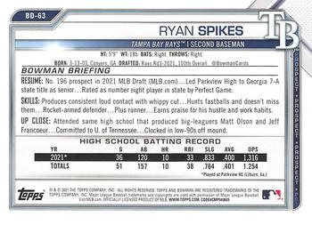 2021 Bowman Draft #BD-63 Ryan Spikes Back
