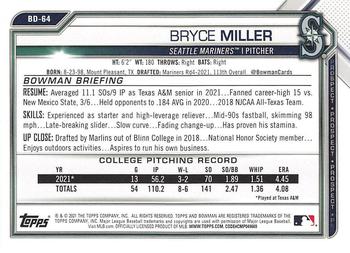 2021 Bowman Draft #BD-64 Bryce Miller Back