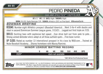 2021 Bowman Draft #BD-65 Pedro Pineda Back