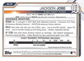 2021 Bowman Draft #BD-69 Jackson Jobe Back