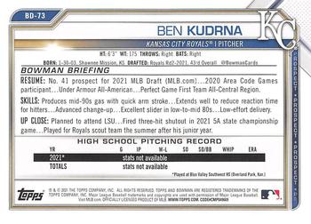 2021 Bowman Draft #BD-73 Ben Kudrna Back