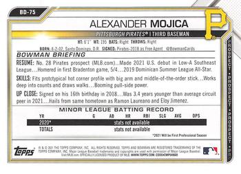 2021 Bowman Draft #BD-75 Alexander Mojica Back