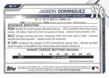 2021 Bowman Draft #BD-77 Jasson Dominguez Back