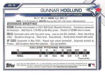 2021 Bowman Draft #BD-78 Gunnar Hoglund Back