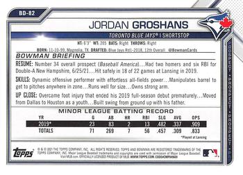 2021 Bowman Draft #BD-82 Jordan Groshans Back