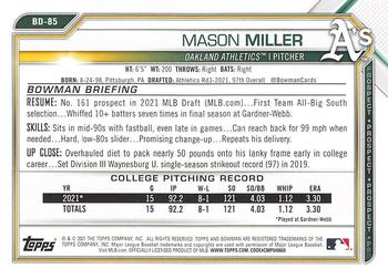 2021 Bowman Draft #BD-85 Mason Miller Back
