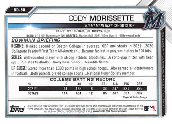 2021 Bowman Draft #BD-88 Cody Morissette Back