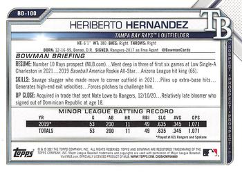 2021 Bowman Draft #BD-100 Heriberto Hernandez Back