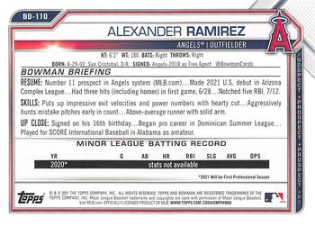 2021 Bowman Draft #BD-110 Alexander Ramirez Back