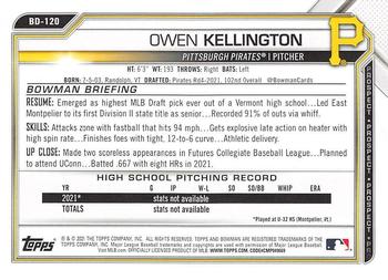 2021 Bowman Draft #BD-120 Owen Kellington Back