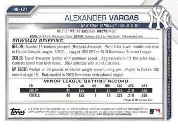 2021 Bowman Draft #BD-121 Alexander Vargas Back