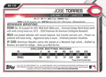 2021 Bowman Draft #BD-125 Jose Torres Back