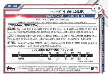 2021 Bowman Draft #BD-140 Ethan Wilson Back