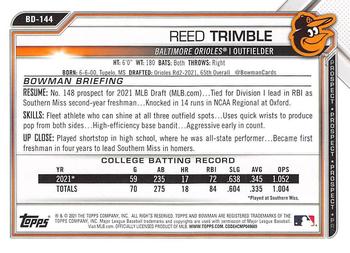2021 Bowman Draft #BD-144 Reed Trimble Back