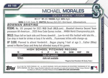 2021 Bowman Draft #BD-160 Michael Morales Back