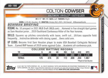 2021 Bowman Draft #BD-166 Colton Cowser Back