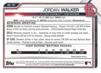 2021 Bowman Draft #BD-187 Jordan Walker Back