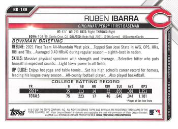 2021 Bowman Draft #BD-189 Ruben Ibarra Back