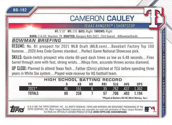2021 Bowman Draft #BD-192 Cameron Cauley Back