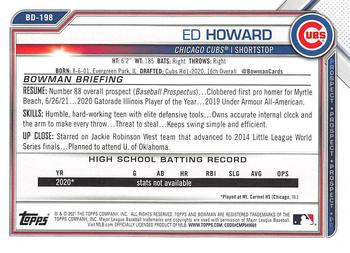 2021 Bowman Draft #BD-198 Ed Howard Back