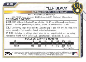 2021 Bowman Draft #BD-200 Tyler Black Back