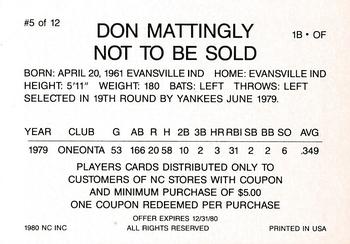 1980 South Atlantic League Promo #5 Don Mattingly Back