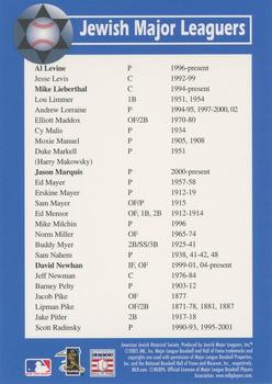 2006 Jewish Major Leaguers Second Edition #3 All-time roster Back