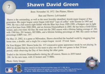 2006 Jewish Major Leaguers Second Edition #7 Shawn Green Back
