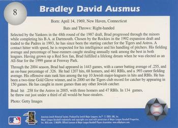 2006 Jewish Major Leaguers Second Edition #8 Brad Ausmus Back