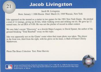 2006 Jewish Major Leaguers Second Edition #21 Jacob Livingston Back