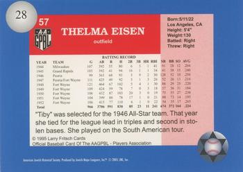 2006 Jewish Major Leaguers Second Edition #28 Thelma Eisen Back