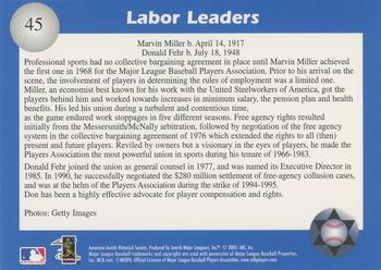 2006 Jewish Major Leaguers Second Edition #45 Labor Leaders (Marvin Miller / Donald Fehr) Back