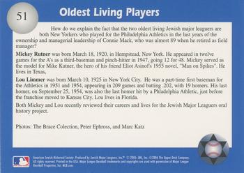 2006 Jewish Major Leaguers Second Edition #51 Oldest Living Players (Mickey Rutner / Lou Limmer) Back