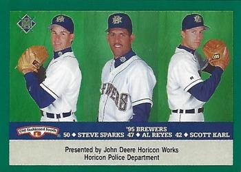 1995 Milwaukee Brewers Police - John Deere Horicon Works, Horicon Police Department #NNO Scott Karl / Steve Sparks / Alberto Reyes Front