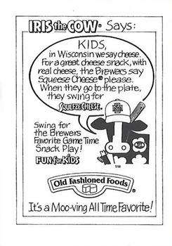 1995 Milwaukee Brewers Police - John Deere Horicon Works, Horicon Police Department #NNO Iris the Cow Ad Back