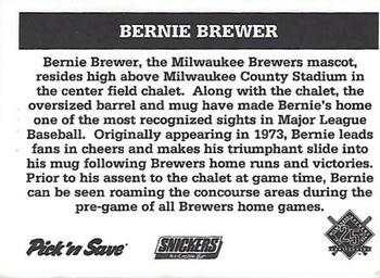 1994 Milwaukee Brewers Police - John Deere Horicon Works, Horicon Police Department #NNO Bernie Brewer Back