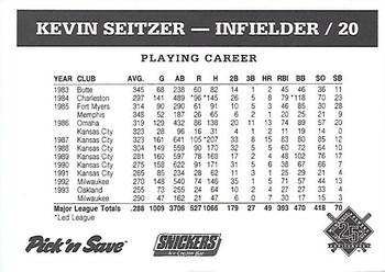 1994 Milwaukee Brewers Police - Your Local Police Department, Green Giant / Pillsbury #NNO Kevin Seitzer Back