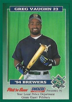 1994 Milwaukee Brewers Police - Your Local Police Department, Green Giant / Pillsbury #NNO Greg Vaughn Front