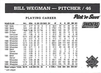 1994 Milwaukee Brewers Police - Your Local Police Department, Green Giant / Pillsbury #NNO Bill Wegman Back