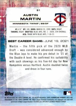 2021 Bowman's Best #51 Austin Martin Back