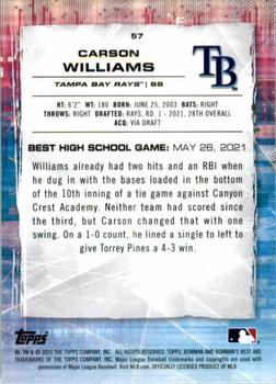 2021 Bowman's Best #57 Carson Williams Back