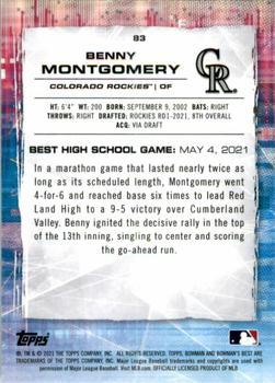 2021 Bowman's Best #83 Benny Montgomery Back