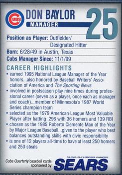2000 Chicago Cubs Quarterly Magazine #NNO Don Baylor Back