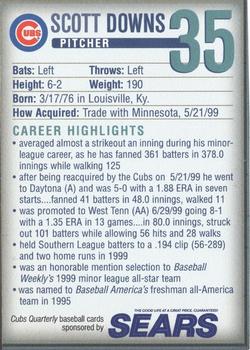 2000 Chicago Cubs Quarterly Magazine #NNO Scott Downs Back