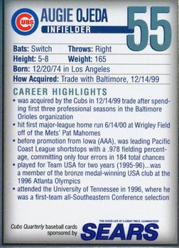 2000 Chicago Cubs Quarterly Magazine #NNO Augie Ojeda Back
